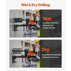 VEVOR Diamond Core Drilling Machine, 0.8-8 in Drilling Diameter, Stand-Mount Dry and Wet Concrete Core Drill Rig with 8 Drill Bits, 800 RPM Speed, UNC1 1/4-7 Thread, for Concrete Brick Stone, 3000W