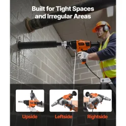 VEVOR Diamond Core Drilling Machine, 0.8-6.3 in Drilling Diameter, Handheld Dry and Wet Concrete Core Drill Rig with 4 Drill Bits, 0-1800RPM Variable Speed, UNC1 1/4-7, for Concrete Brick Stone, 2000W