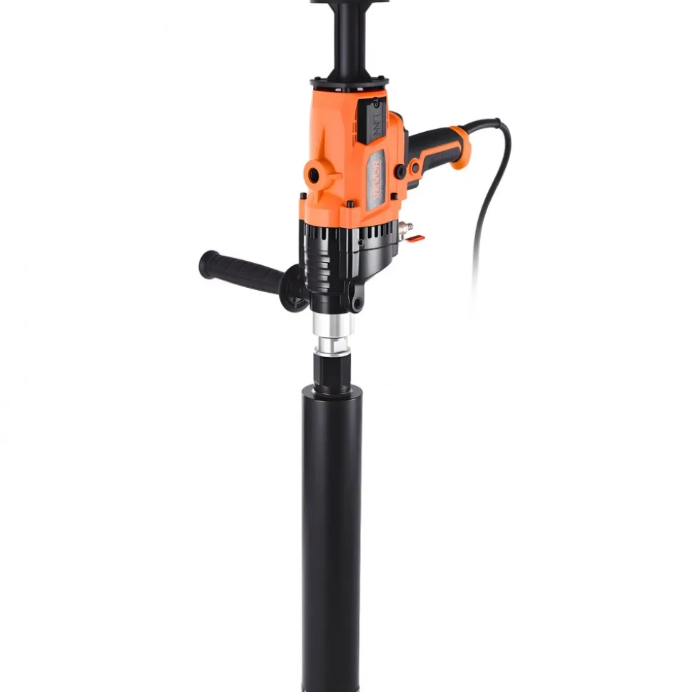 VEVOR Diamond Core Drilling Machine, 0.8-6.3 in Drilling Diameter, Handheld Dry and Wet Concrete Core Drill Rig with 4 Drill Bits, 0-1800RPM Variable Speed, UNC1 1/4-7, for Concrete Brick Stone, 2000W