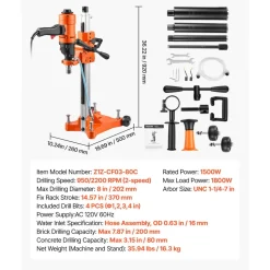 VEVOR Diamond Core Drilling Machine, Max 8