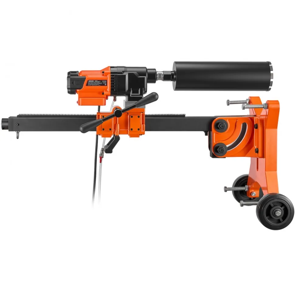 VEVOR Diamond Core Drilling Machine, 0.8-12 in Drilling Capacity, Dry/Wet Concrete Core Drill Rig with 12 Drill Bits, Tiltable Stand & Wheeled Base, 3200W 800RPM/430RPM, UNC1 1/4–7 Thread