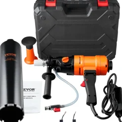 VEVOR Diamond Core Drilling Machine, 4in Handheld Wet Concrete Core Drill Rig, 1100-2400RPM Two Speed & 1-1/4" Thread & 2 Bubble Levels, 3-4in Drilling Diameter for Concrete Brick Block Stone, 1500W