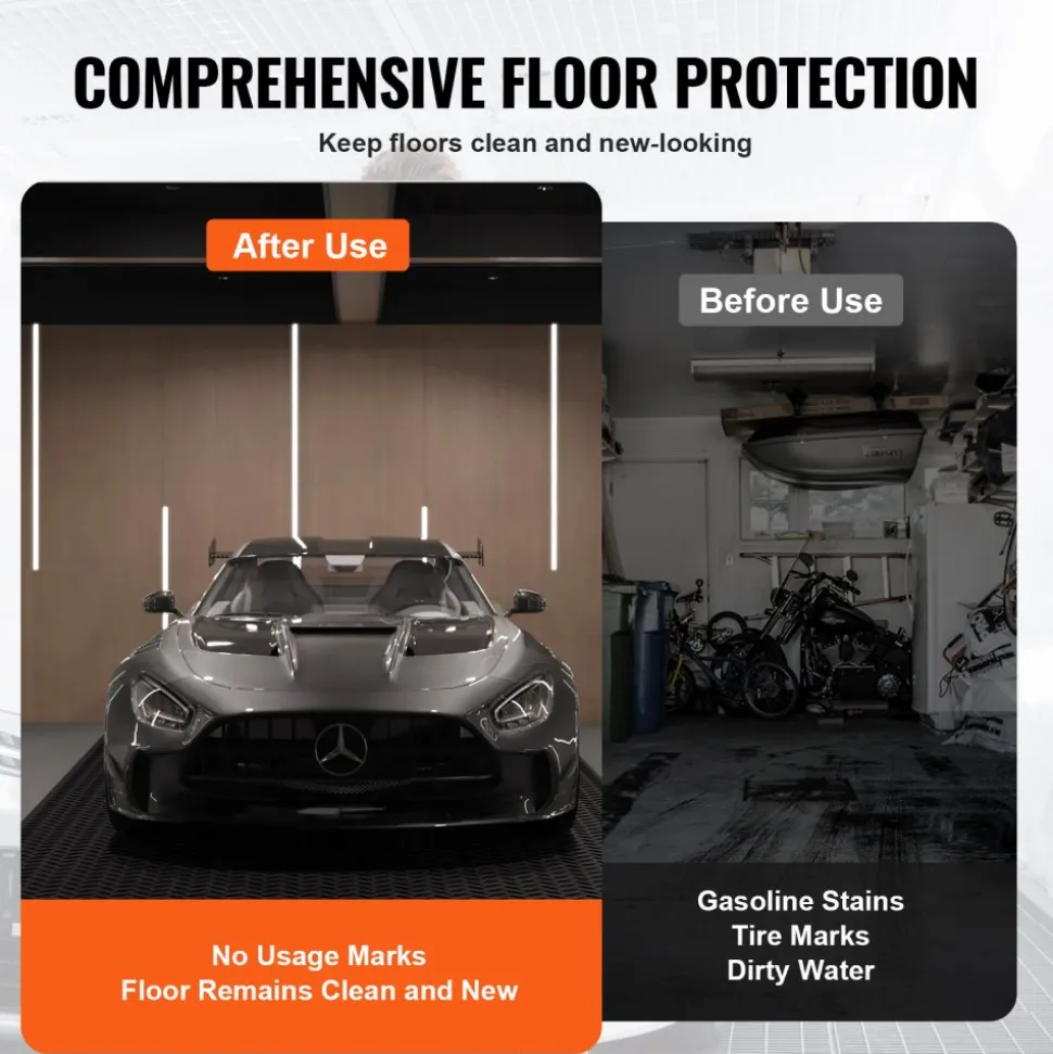 VEVOR Diamond-Plate Rubber Flooring Roll, 3 mm x 4 ft x 10 ft Garage Floor Mat, SBR Rubber Garage Flooring Roll, Easy to Clean, Diamond Plate Rubber Mat for Under Cars, Garage Industry Gym, Black