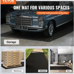 VEVOR Diamond-Plate Rubber Flooring Roll, 3 mm x 4 ft x 10 ft Garage Floor Mat, SBR Rubber Garage Flooring Roll, Easy to Clean, Diamond Plate Rubber Mat for Under Cars, Garage Industry Gym, Black
