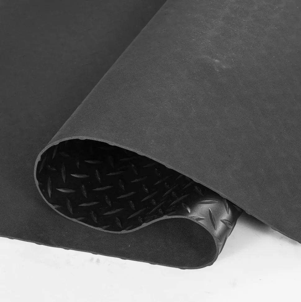 VEVOR Diamond-Plate Rubber Flooring Roll, 3 mm x 4 ft x 10 ft Garage Floor Mat, SBR Rubber Garage Flooring Roll, Easy to Clean, Diamond Plate Rubber Mat for Under Cars, Garage Industry Gym, Black