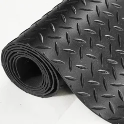 VEVOR Diamond-Plate Rubber Flooring Roll, 3 mm x 4 ft x 10 ft Garage Floor Mat, SBR Rubber Garage Flooring Roll, Easy to Clean, Diamond Plate Rubber Mat for Under Cars, Garage Industry Gym, Black