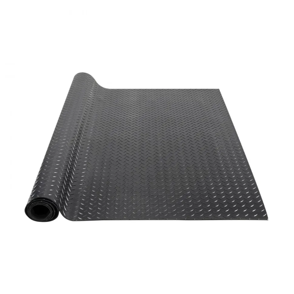 VEVOR Diamond-Plate Rubber Flooring Roll, 3 mm x 4 ft x 6 ft Garage Floor Mat, SBR Rubber Garage Flooring Roll, Easy to Clean, Diamond Plate Rubber Mat for Under Cars, Garage Industry Gym, Black