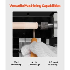 VEVOR Didactical Mini Metal Lathe Machine, 2.76 x 5.12 in, 36W Power Metal Lathe, 20,000 RPM Speed, with 3-jaw Chuck, Aluminum Alloy Handwheel, for Processing Precision Parts Soft Metals Wood Plastics