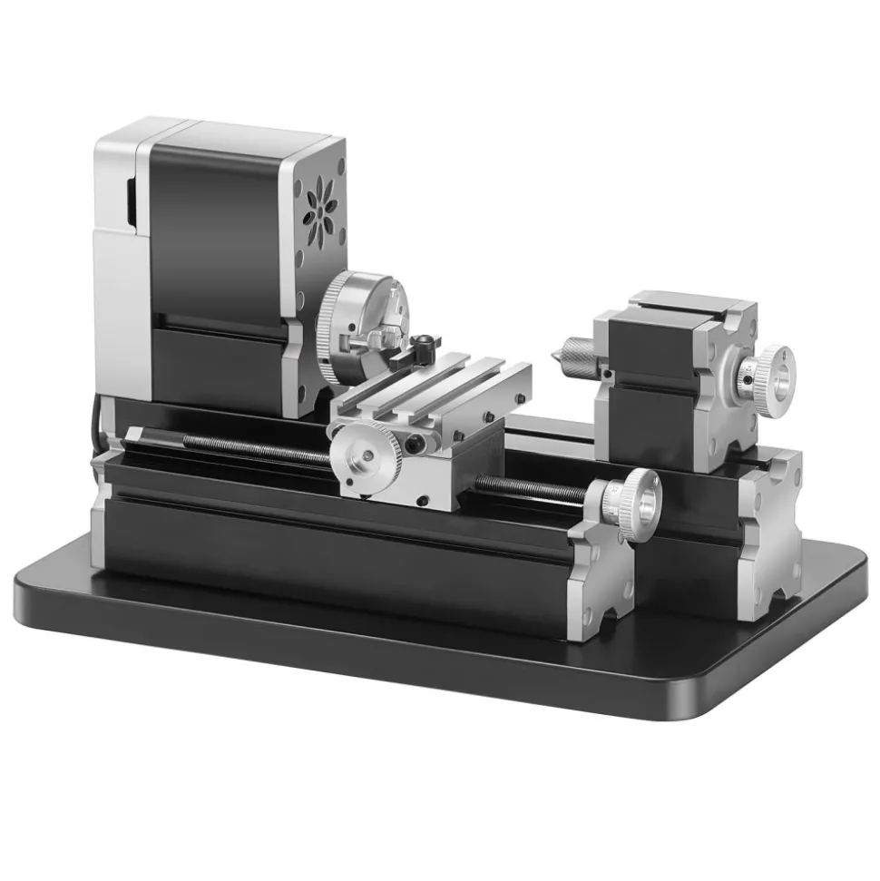 VEVOR Didactical Mini Metal Lathe Machine, 2.76 x 5.12 in, 36W Power Metal Lathe, 20,000 RPM Speed, with 3-jaw Chuck, Aluminum Alloy Handwheel, for Processing Precision Parts Soft Metals Wood Plastics