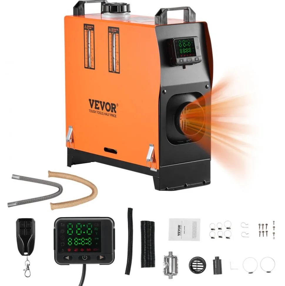 VEVOR Diesel Air Heater, 8 kW DC12-24V, Fast Heating Diesel Parking Heater with Remote Control and Color Digital Display, Low Noise, Voice Announcement, for RV, Truck, Camper, Van, Boat and Trailer