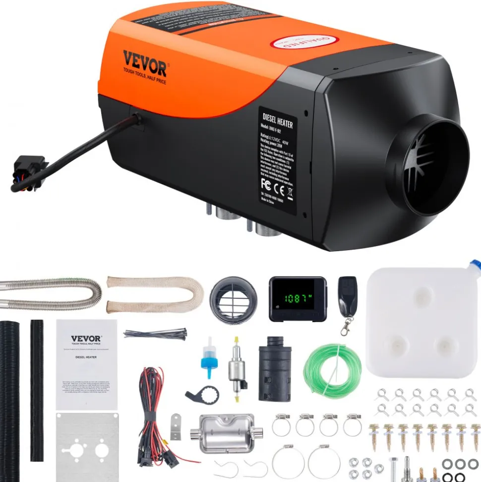 VEVOR Diesel Air Heater, 12V 2KW Diesel Heater with Remote Control and LCD Display, 10L Fuel Tank Diesel Parking Heater, Rapid Heating for RV Trailer Camper Van Boat