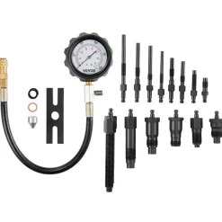 VEVOR Diesel Engine Compression Tester, 18 pcs Cylinder Pressure Test Tool Kit, with 0-1000 psi Gauge and Adapters, Diesel Injector Tester Check Cylinders in Diesel Trucks, Tractors, Equipment