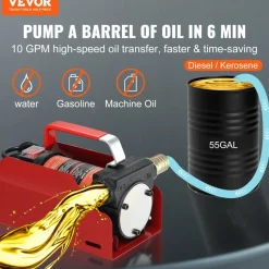 VEVOR Diesel Fuel Transfer Pump Kit  12V 10 GPM DC with Automatic Shut-off Nozzle Hose, Portable Electric Self-Priming Fuel Transfer Extractor Pump Kit  for Diesel, Kerosene, Machine, Transformer Oil