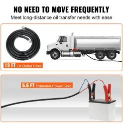 VEVOR Diesel Fuel Transfer Pump Kit  12V 10 GPM DC with Automatic Shut-off Nozzle Hose, Portable Electric Self-Priming Fuel Transfer Extractor Pump Kit  for Diesel, Kerosene, Machine, Transformer Oil