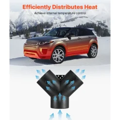 VEVOR Diesel Heater Connector, 3 inch Diesel Heater Duct Connector Accessories, 3-Way Y Branch Diesels Heaters Air Vent Duct with 2 90° Rotatable Valves, Black Joint Connectors for 2KW 5KW 8KW Heaters
