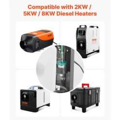 VEVOR Diesel Heater Fuel Pump, 12V DC Car Air Heater Diesel Fuel Dosing Pump, 22ML Aluminum Air Diesels Parking Heaters Pumps Fits for 2KW 5KW 8KW Diesels Heaters, Quiet Design, Pulse Technology