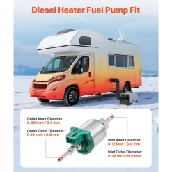 VEVOR Diesel Heater Fuel Pump, 12V DC Car Air Heater Diesel Fuel Dosing Pump, 22ML Aluminum Air Diesels Parking Heaters Pumps Fits for 2KW 5KW 8KW Diesels Heaters, Quiet Design, Pulse Technology