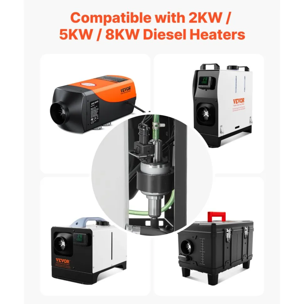 VEVOR Diesel Heater Fuel Pump, 12/24V DC Car Air Heater Diesel Fuel Dosing Pump, 22 to 32ML Air Diesels Parking Heaters Pumps Fits for 2KW 5KW 8KW Diesels Heaters, Quiet Design, Pulse Technology