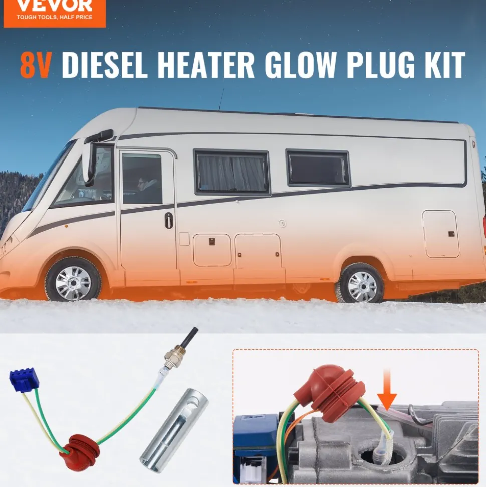 VEVOR Diesel Heater Glow Plug Kit, Ceramic Glow Plug Repair Kit, Air Diesel Parking Heater Part with Removal Fitting Tool, Diesel Heater Rebuild Kit for 2KW/5KW/8KW Diesel Heater Replacement