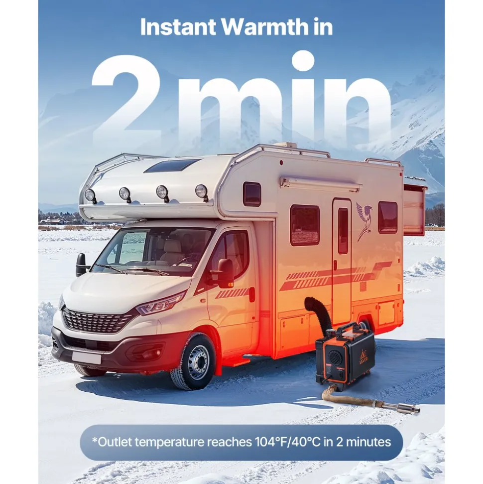 VEVOR Diesel Heater, 8KW, DC 12V/24V, All in One Portable Diesel Air Heater with Remote Control and LCD Screen, Fast Heating Low Noise, 1.2 Gal Fuel Tank for Trucks, Vans, RVs, Campers, and Garages