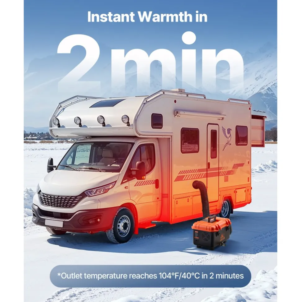 VEVOR Diesel Heater, 8KW, DC 12V/24V, All in One Portable Diesel Air Heater with Remote Control and LCD Screen, Fast Heating Low Noise, 1.1 Gal Fuel Tank for Trucks, Vans, RVs, Campers, and Garages