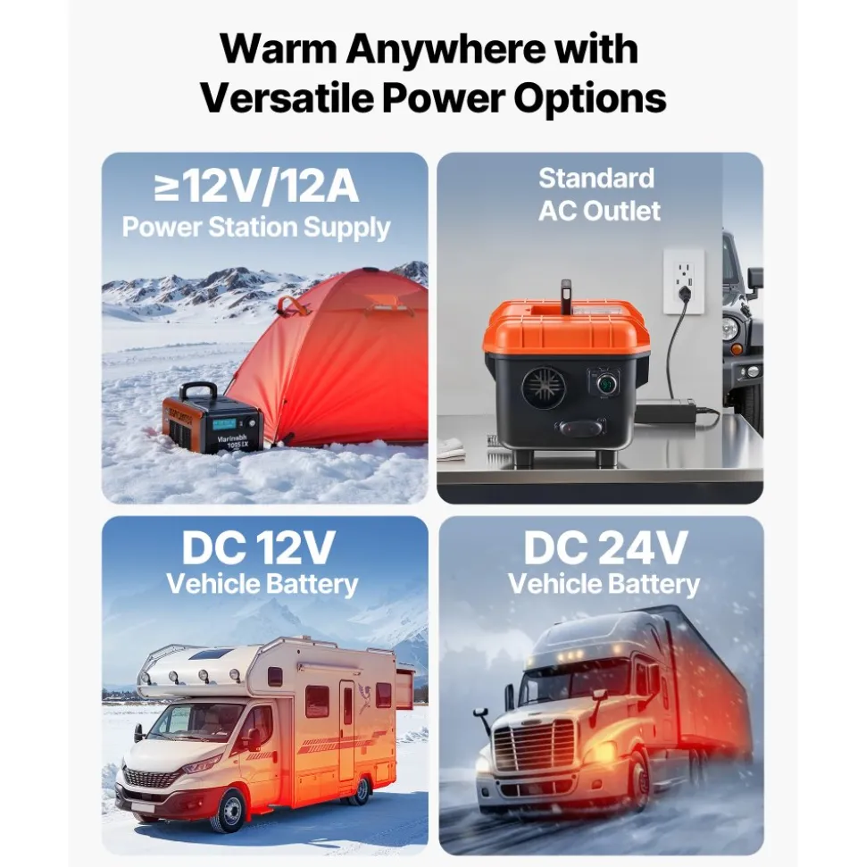 VEVOR Diesel Heater, 8KW, DC 12V/24V, All in One Portable Diesel Air Heater with Remote Control and LCD Screen, Fast Heating Low Noise, 1.1 Gal Fuel Tank for Trucks, Vans, RVs, Campers, and Garages