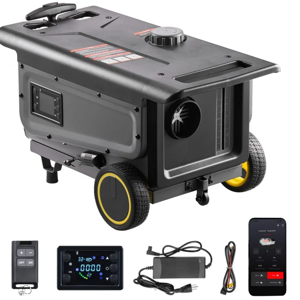 VEVOR Diesel Heater, 8KW, DC 12V/24V, All in One Portable Diesel Air Heater with Bluetooth APP Control, Remote Control and LCD Screen, Trolley Design, 1.3 Gal Fuel Tank for Trucks, Vans, RVs, Campers