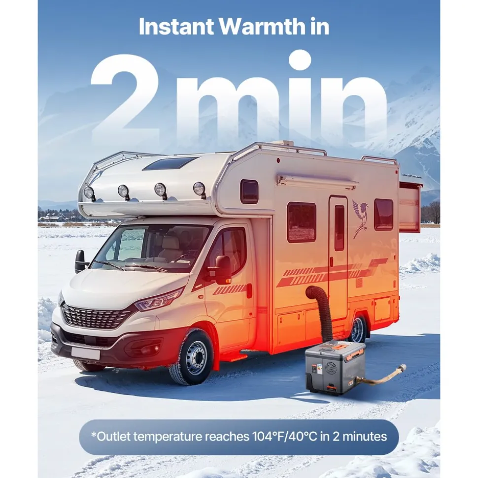 VEVOR Diesel Heater, 8KW, DC 12V/24V, All in One Portable Diesel Air Heater with Bluetooth APP Control, Remote Control and LCD Screen, 1.3 Gal Fuel Tank for Trucks, Vans, RVs, Campers, and Garages