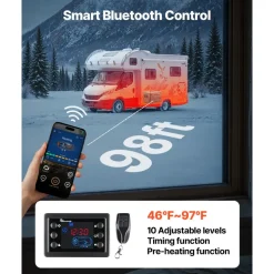 VEVOR Diesel Heater, 8KW, DC 12V/24V, All in One Portable Diesel Air Heater with Bluetooth APP Control, Remote Control and LCD Screen, 1.3 Gal Fuel Tank for Trucks, Vans, RVs, Campers, and Garages