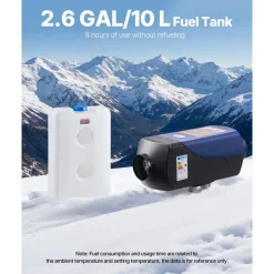 VEVOR Diesel Heater, 8KW, DC 12V/24V, Portable Diesel Air Heater with Remote Control and LCD Screen, Fast Heating Low Noise, 2.6 Gal Large Fuel Tank for Vehicles, Vans, RVs, Campers, and Trucks