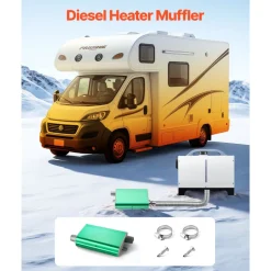 VEVOR Diesel Heater Muffler, 0.94 inch Diesel Heater Muffler Upgrade, Parking Heaters Mufflers Fit with 2 Clamps and Screws, Aluminum Alloy Parking Heaters Noise Reducer for 2KW 5KW 8KW Heaters