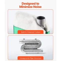 VEVOR Diesel Heater Muffler, 0.94 inch Diesel Heater Muffler Upgrade, Parking Heaters Mufflers Fit with 2 Clamps and Screws, Aluminum Alloy Parking Heaters Noise Reducer for 2KW 5KW 8KW Heaters