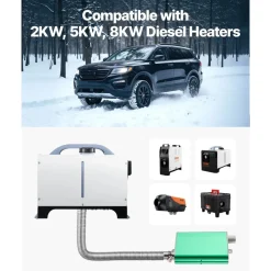 VEVOR Diesel Heater Muffler, 0.94 inch Diesel Heater Muffler Upgrade, Parking Heaters Mufflers Fit with 2 Clamps and Screws, Aluminum Alloy Parking Heaters Noise Reducer for 2KW 5KW 8KW Heaters