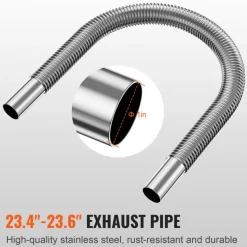 VEVOR Diesel Heater Pipe Ducting Set, 3" Extendable Air Duct Hose, 1" Stainless Steel Exhaust Pipe, 2 Air Vents, Tee Air Outlet Connector and Hose Clamps, for 5KW/8KW Diesel Parking Heaters
