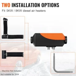 VEVOR Diesel Heater Pipe Ducting Set, 3" Extendable Air Duct Hose, 1" Stainless Steel Exhaust Pipe, 2 Air Vents, Tee Air Outlet Connector and Hose Clamps, for 5KW/8KW Diesel Parking Heaters
