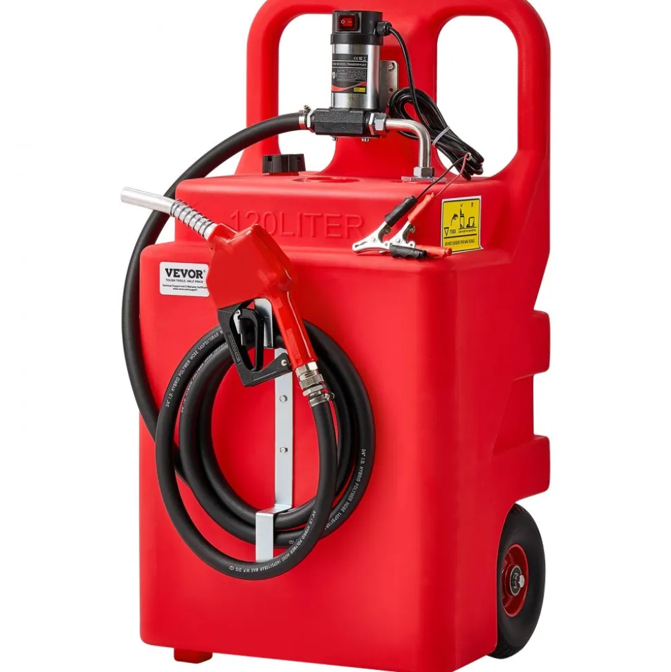 VEVOR Diesel Transfer Tank, 32 Gallon, Portable Kerosene Tank with 12V DC 10GPM Electric Transfer Pump, 13 ft Delivery Hose & Self-sealing Nozzle, Compatible with Diesel & Kerosene