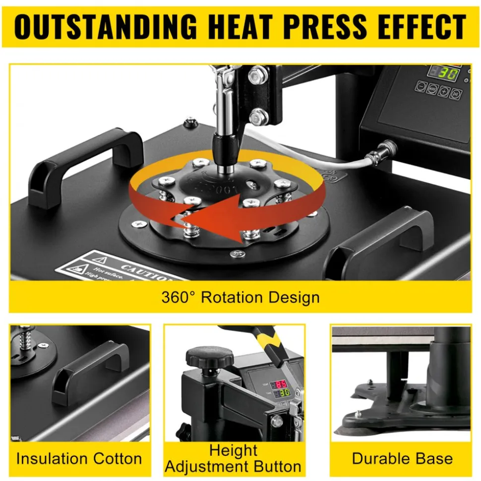 VEVOR Digital Clamshell 15" X 15" (38 X 38cm) Heat Transfer Press + 28 Inch Vinyl Cutter Machine Kit Software