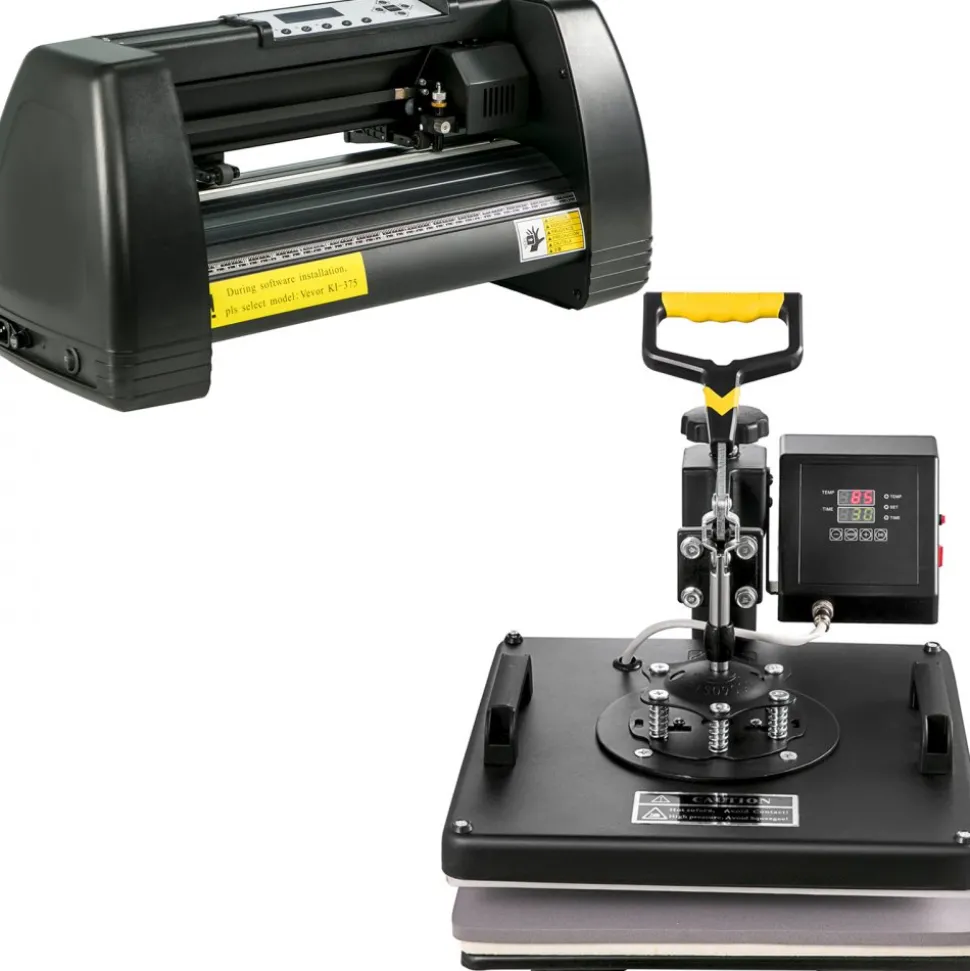 VEVOR Digital Clamshell 15" X 15" (38 X 38cm) Heat Transfer Press + 14 Inch Vinyl Cutter Machine Kit Software