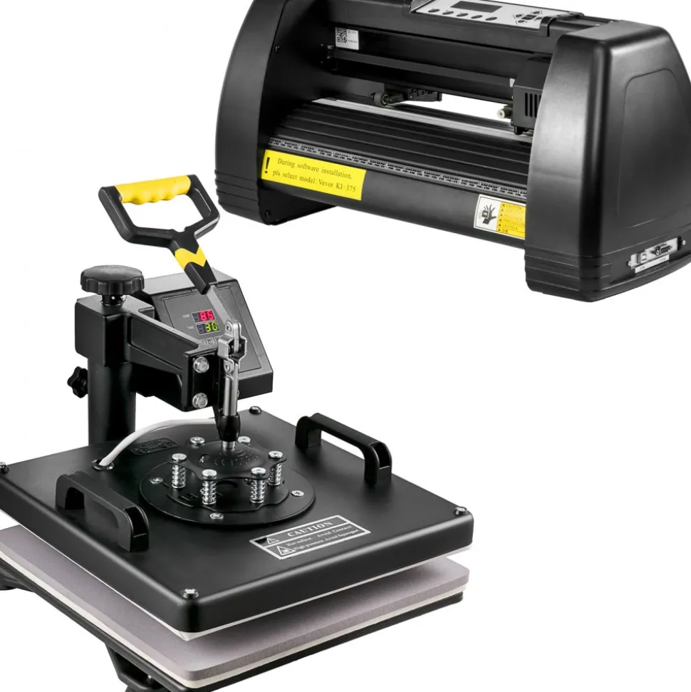 VEVOR Digital Clamshell 15" X 15" (38 X 38cm) Heat Transfer Press + 14 Inch Vinyl Cutter Machine Kit Software
