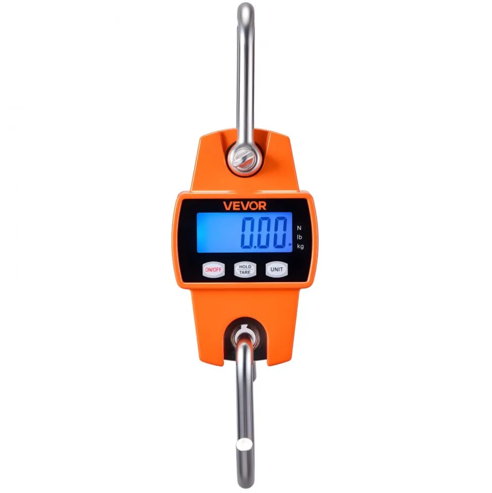 VEVOR Digital Crane Scale, 660 lbs/300 kg Max Capacity, Handheld Hanging Scale with Cast Aluminum Case & LCD Display, 0.1 lbs Division & 3 Unit Switch, Portable Design for Farm Hunting Fishing, Orange
