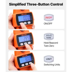 VEVOR Digital Crane Scale, 660 lbs/300 kg Max Capacity, Handheld Hanging Scale with Cast Aluminum Case & LCD Display, 0.1 lbs Division & 3 Unit Switch, Portable Design for Farm Hunting Fishing, Orange