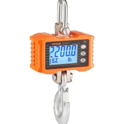VEVOR Digital Crane Scale, 2200 lbs/1000 kg, Industrial Heavy Duty Hanging Scale with Remote Control, Cast Aluminum Case & LCD Screen, High Precision for Construction, Factory, Farm, Hunting (Orange)