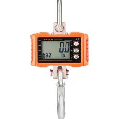 VEVOR Digital Crane Scale, 2200 lbs/1000 kg, Industrial Heavy Duty Hanging Scale with Remote Control, Cast Aluminum Case & LCD Screen, High Precision for Construction, Factory, Farm, Hunting (Orange)