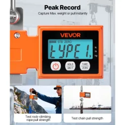 VEVOR Digital Crane Scale, 1100 lbs/500 kg Max Capacity, Heavy Duty Industrial Hanging Scale with Cast Aluminum Case & LCD Display, 0.2 lbs Division & 3 Unit Switch, Auto-Off Setting for Garage