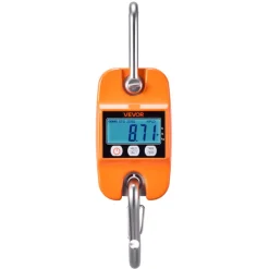 VEVOR Digital Crane Scale, 880 lbs/400 kg Max Capacity, Handheld Hanging Scale with Cast Aluminum Case & LCD Display, 0.2 lbs Division & 3 Unit Switch, Auto-Off Setting for Farm Hunting Fishing, Orange