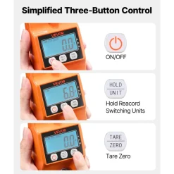 VEVOR Digital Crane Scale, 880 lbs/400 kg Max Capacity, Handheld Hanging Scale with Cast Aluminum Case & LCD Display, 0.2 lbs Division & 3 Unit Switch, Auto-Off Setting for Farm Hunting Fishing, Orange