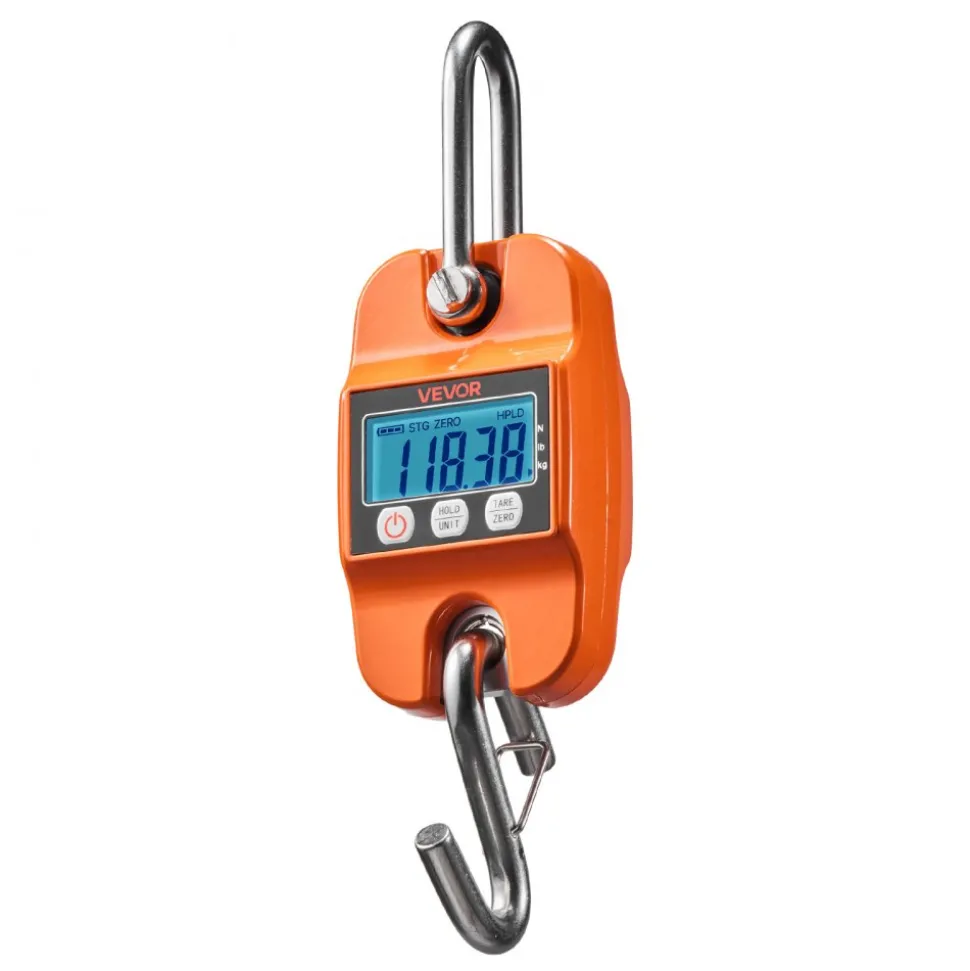VEVOR Digital Crane Scale, 880 lbs/400 kg Max Capacity, Handheld Hanging Scale with Cast Aluminum Case & LCD Display, 0.2 lbs Division & 3 Unit Switch, Auto-Off Setting for Farm Hunting Fishing, Orange