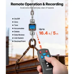 VEVOR Digital Crane Scale, 6600 lbs/3000 kg Max Capacity, Heavy Duty Industrial Hanging Scale with Cast Aluminum Case & LCD Display, 1 lbs Division & 3 Unit Switch, Remote Control for Garage Factory