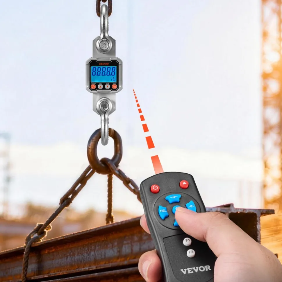 VEVOR Digital Crane Scale, 6600 lbs/3000 kg Max Capacity, Heavy Duty Industrial Hanging Scale with Cast Aluminum Case & LCD Display, 1 lbs Division & 3 Unit Switch, Remote Control for Garage Factory