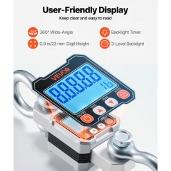 VEVOR Digital Crane Scale, 6600 lbs/3000 kg Max Capacity, Heavy Duty Industrial Hanging Scale with Cast Aluminum Case & LCD Display, 1 lbs Division & 3 Unit Switch, Remote Control for Garage Factory